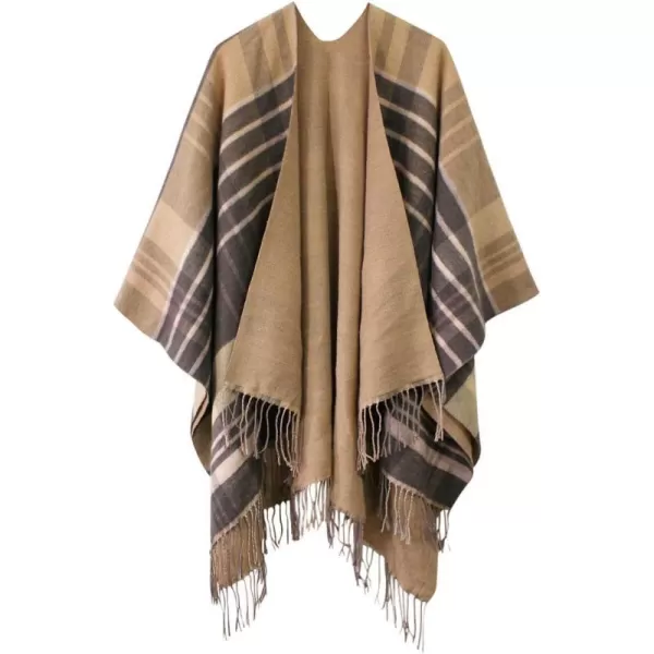 Urban CoCo Womens Winter Vintage Poncho Capes Tassel Blanket Shawl Wrap Cardigan Coat1camel
