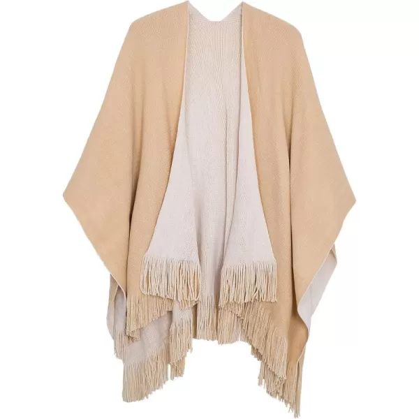 Urban CoCo Womens Winter Vintage Poncho Capes Tassel Blanket Shawl Wrap Cardigan CoatBeige