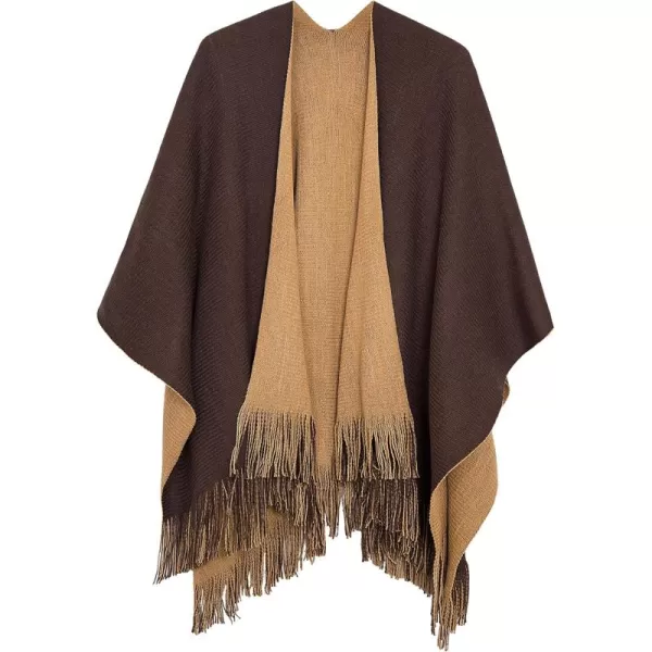 Urban CoCo Womens Winter Vintage Poncho Capes Tassel Blanket Shawl Wrap Cardigan CoatCoffee