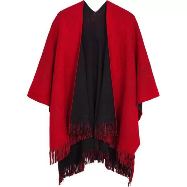 Urban CoCo Womens Winter Vintage Poncho Capes Tassel Blanket Shawl Wrap Cardigan CoatRed