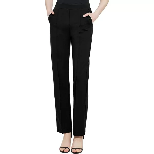 Urban CoCo Womens Yoga Dress Pants Stretchy Casual Slacks Straight Leg Work Pants with PocketsBlack