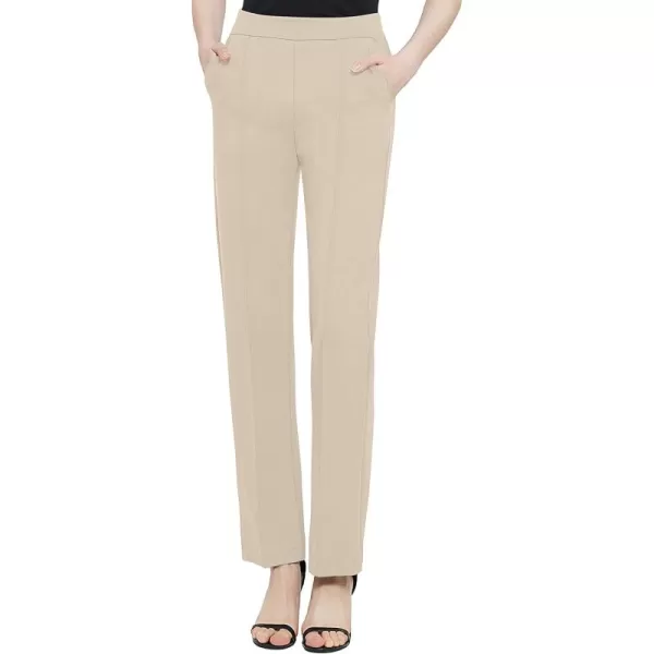 Urban CoCo Womens Yoga Dress Pants Stretchy Casual Slacks Straight Leg Work Pants with PocketsCamel