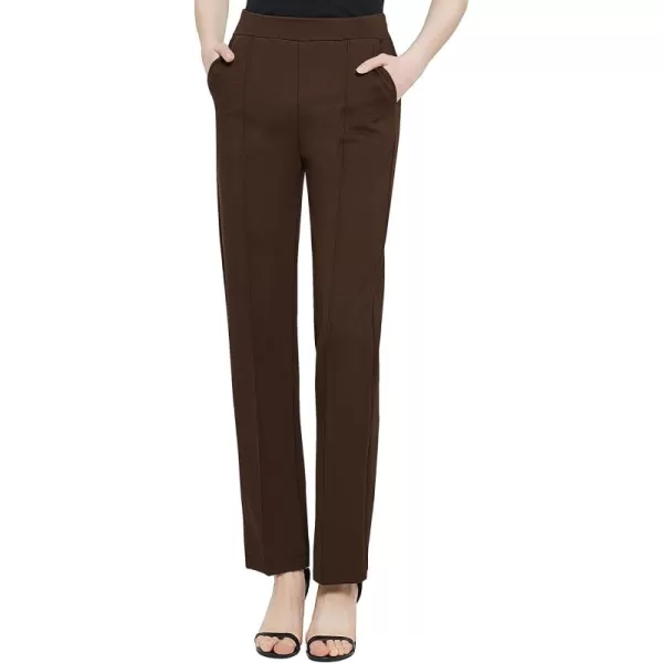 Urban CoCo Womens Yoga Dress Pants Stretchy Casual Slacks Straight Leg Work Pants with PocketsChocolate