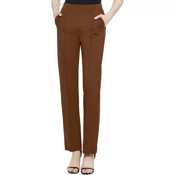 Urban CoCo Womens Yoga Dress Pants Stretchy Casual Slacks Straight Leg Work Pants with PocketsCoffee