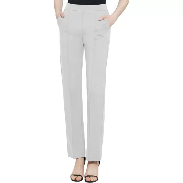 Urban CoCo Womens Yoga Dress Pants Stretchy Casual Slacks Straight Leg Work Pants with PocketsLight Grey