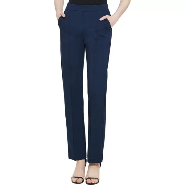 Urban CoCo Womens Yoga Dress Pants Stretchy Casual Slacks Straight Leg Work Pants with PocketsNavy Blue
