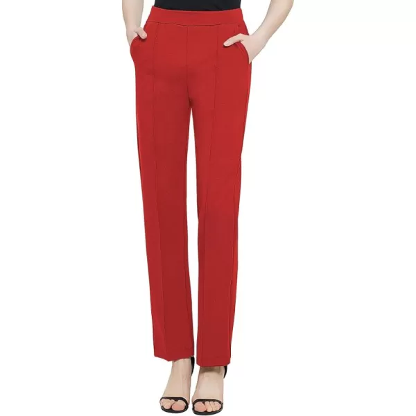 Urban CoCo Womens Yoga Dress Pants Stretchy Casual Slacks Straight Leg Work Pants with PocketsRed