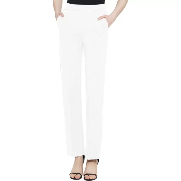 Urban CoCo Womens Yoga Dress Pants Stretchy Casual Slacks Straight Leg Work Pants with PocketsWhite