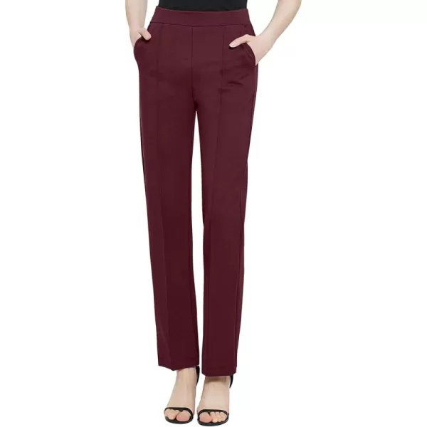 Urban CoCo Womens Yoga Dress Pants Stretchy Casual Slacks Straight Leg Work Pants with PocketsWine Red