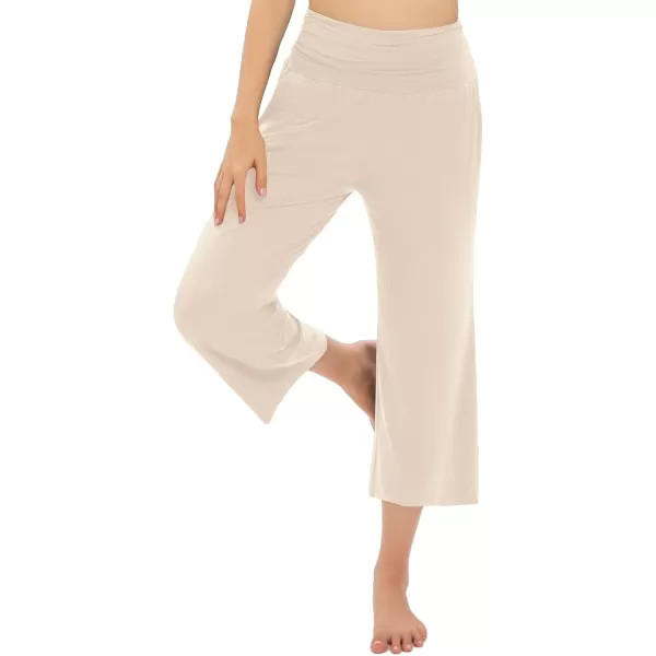 Urban CoCo Womens Comfy Yoga Capri Pants Casual Wide Leg Sweatpants High Waist Stretch Cropped PantsSliver Mink