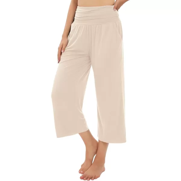 Urban CoCo Womens Comfy Yoga Capri Pants Casual Wide Leg Sweatpants High Waist Stretch Cropped PantsSliver Mink