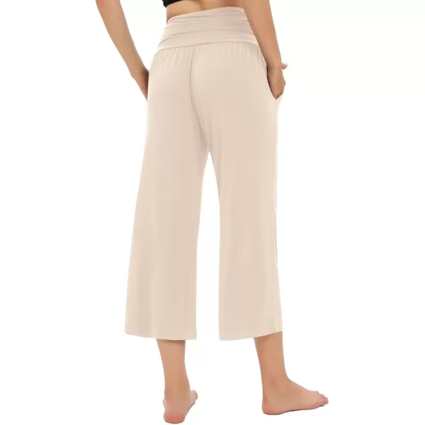 Urban CoCo Womens Comfy Yoga Capri Pants Casual Wide Leg Sweatpants High Waist Stretch Cropped PantsSliver Mink