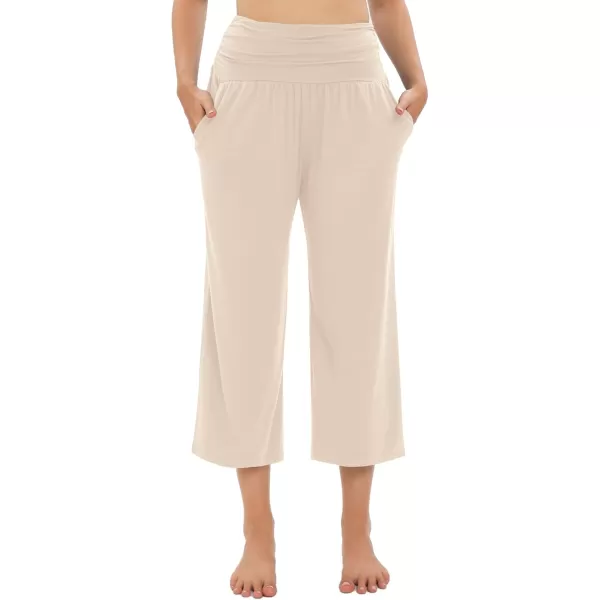 Urban CoCo Womens Comfy Yoga Capri Pants Casual Wide Leg Sweatpants High Waist Stretch Cropped PantsSliver Mink