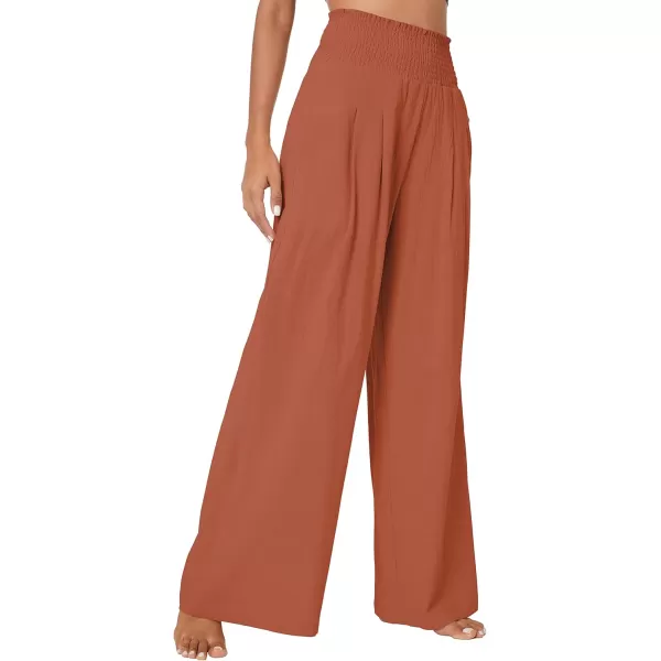 Urban CoCo Womens Elastic High Waist Light Weight Loose Casual Wide Leg Trousers Long Pants with PocketCaramel