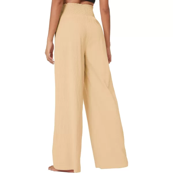 Urban CoCo Womens Elastic High Waist Light Weight Loose Casual Wide Leg Trousers Long Pants with PocketSand