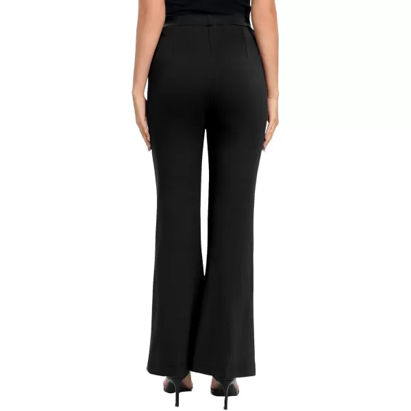 Urban CoCo Womens Flare Dress Pants with Pockets High Waist Slacks Pull On Work Casual PetiteRegularTall PantsBlack