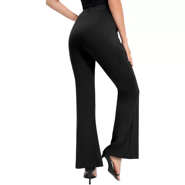 Urban CoCo Womens Flare Dress Pants with Pockets High Waist Slacks Pull On Work Casual PetiteRegularTall PantsBlack