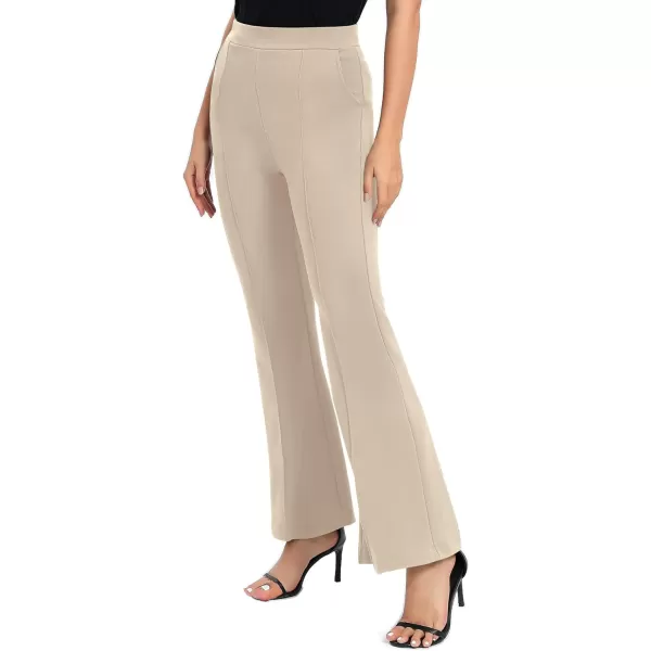 Urban CoCo Womens Flare Dress Pants with Pockets High Waist Slacks Pull On Work Casual PetiteRegularTall PantsCamel