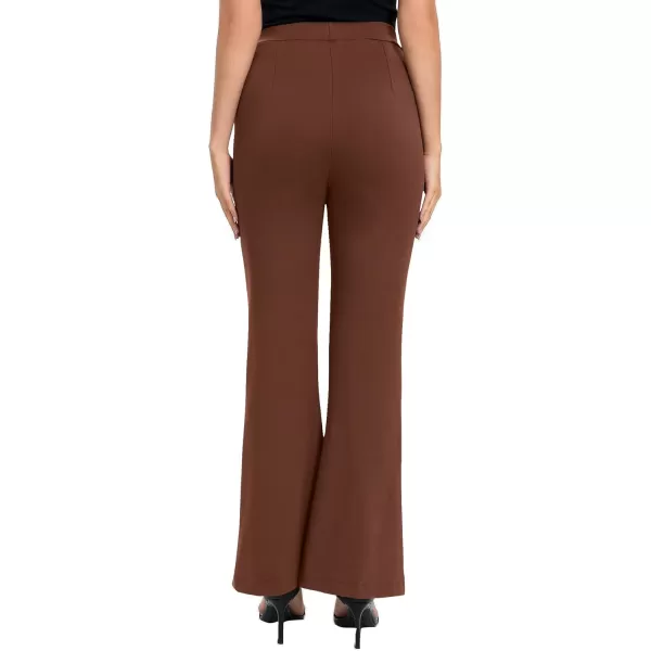 Urban CoCo Womens Flare Dress Pants with Pockets High Waist Slacks Pull On Work Casual PetiteRegularTall PantsCoffee