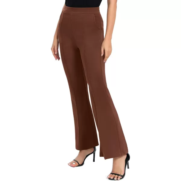 Urban CoCo Womens Flare Dress Pants with Pockets High Waist Slacks Pull On Work Casual PetiteRegularTall PantsCoffee