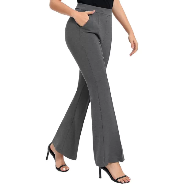 Urban CoCo Womens Flare Dress Pants with Pockets High Waist Slacks Pull On Work Casual PetiteRegularTall PantsDark Shadow