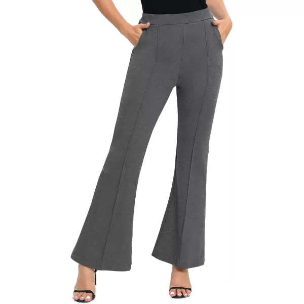 Urban CoCo Womens Flare Dress Pants with Pockets High Waist Slacks Pull On Work Casual PetiteRegularTall PantsDark Shadow