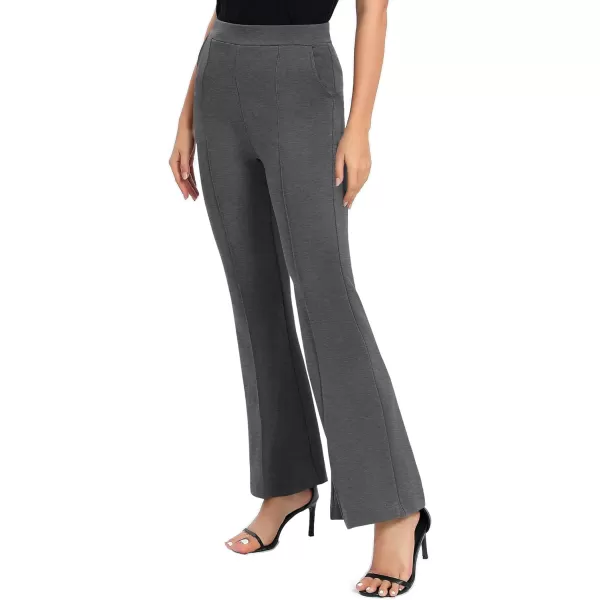 Urban CoCo Womens Flare Dress Pants with Pockets High Waist Slacks Pull On Work Casual PetiteRegularTall PantsDark Shadow