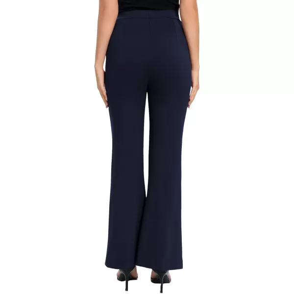 Urban CoCo Womens Flare Dress Pants with Pockets High Waist Slacks Pull On Work Casual PetiteRegularTall PantsNavy Blue