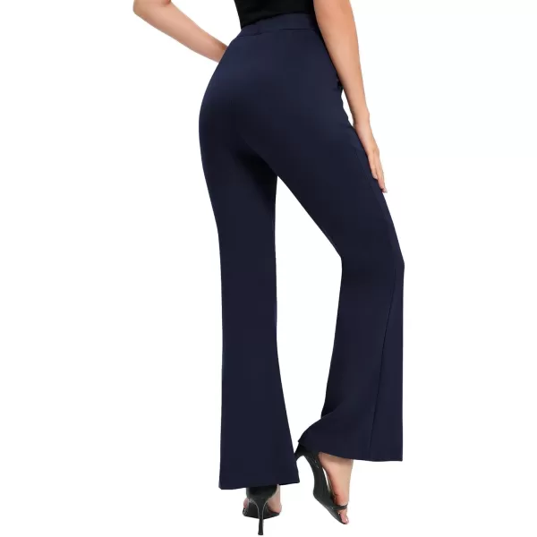 Urban CoCo Womens Flare Dress Pants with Pockets High Waist Slacks Pull On Work Casual PetiteRegularTall PantsNavy Blue