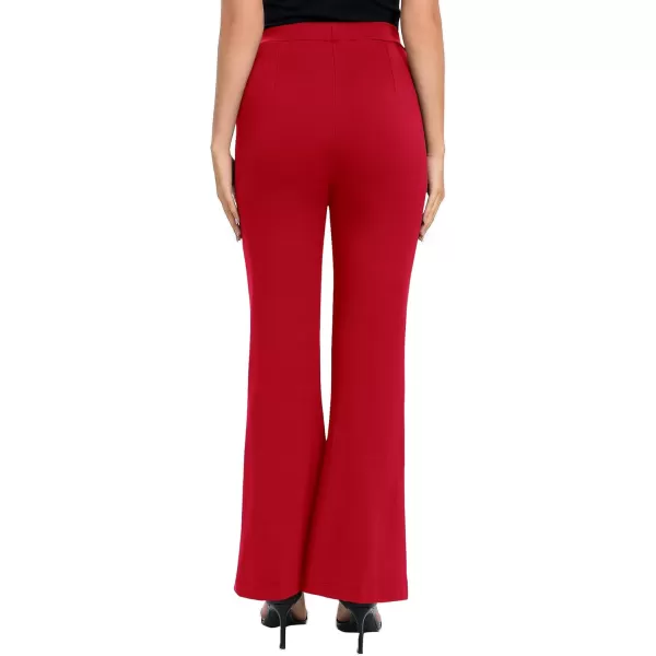 Urban CoCo Womens Flare Dress Pants with Pockets High Waist Slacks Pull On Work Casual PetiteRegularTall PantsRed