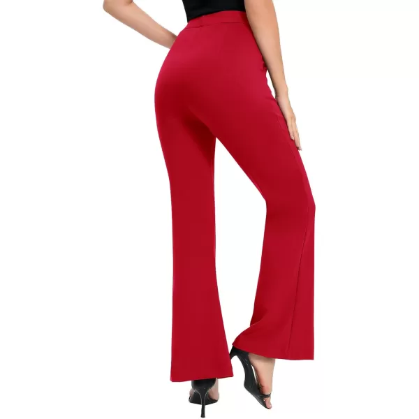 Urban CoCo Womens Flare Dress Pants with Pockets High Waist Slacks Pull On Work Casual PetiteRegularTall PantsRed
