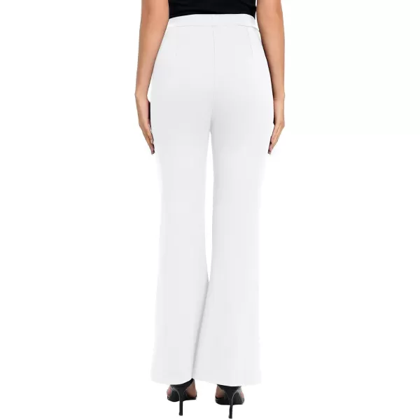 Urban CoCo Womens Flare Dress Pants with Pockets High Waist Slacks Pull On Work Casual PetiteRegularTall PantsWhite