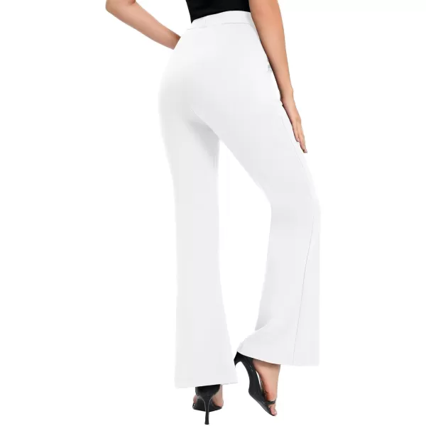 Urban CoCo Womens Flare Dress Pants with Pockets High Waist Slacks Pull On Work Casual PetiteRegularTall PantsWhite