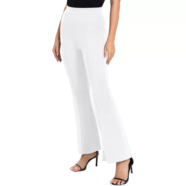 Urban CoCo Womens Flare Dress Pants with Pockets High Waist Slacks Pull On Work Casual PetiteRegularTall PantsWhite