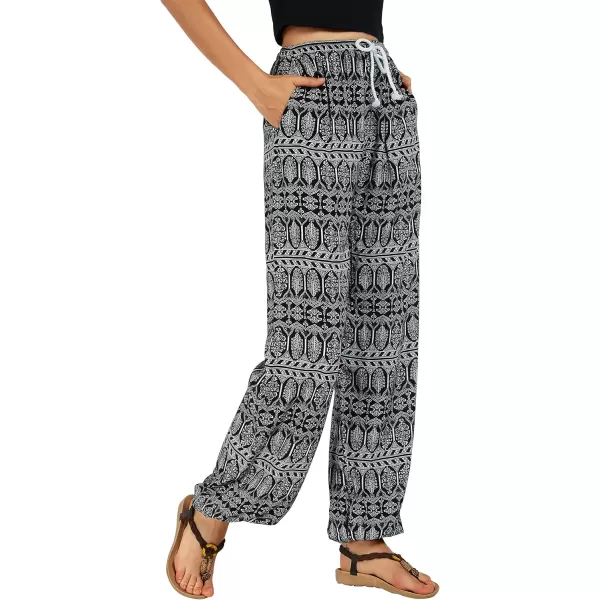 Urban CoCo Womens Floral Print Summer Boho Pants Harem Beach Vacation Pants1