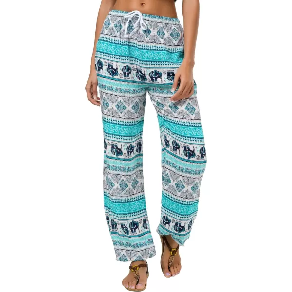 Urban CoCo Womens Floral Print Summer Boho Pants Harem Beach Vacation Pants13