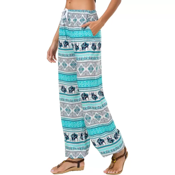 Urban CoCo Womens Floral Print Summer Boho Pants Harem Beach Vacation Pants13