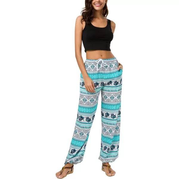 Urban CoCo Womens Floral Print Summer Boho Pants Harem Beach Vacation Pants13
