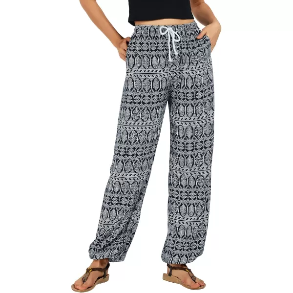 Urban CoCo Womens Floral Print Summer Boho Pants Harem Beach Vacation Pants2