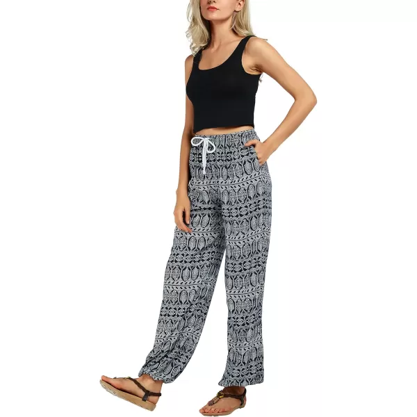 Urban CoCo Womens Floral Print Summer Boho Pants Harem Beach Vacation Pants2