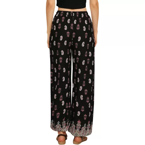 Urban CoCo Womens Floral Print Summer Boho Pants Harem Beach Vacation PantsBlack