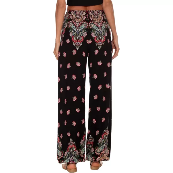 Urban CoCo Womens Floral Print Summer Boho Pants Harem Beach Vacation PantsBlackMulticolor