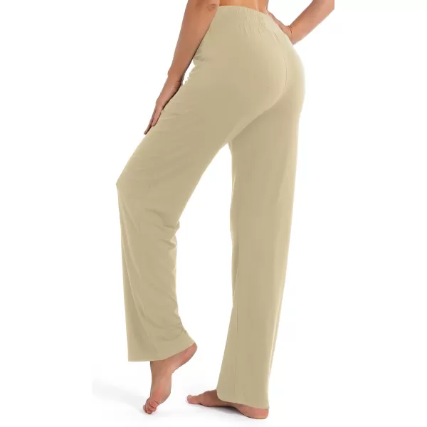 Urban CoCo Womens Straight Leg Long Pants Elastic High Waist Drawstring Casual Trousers with PocketsSilver Mink