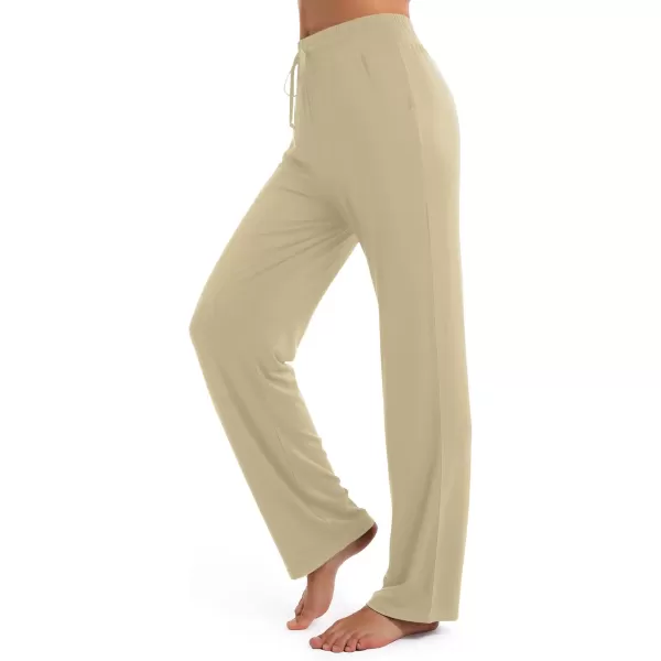 Urban CoCo Womens Straight Leg Long Pants Elastic High Waist Drawstring Casual Trousers with PocketsSilver Mink
