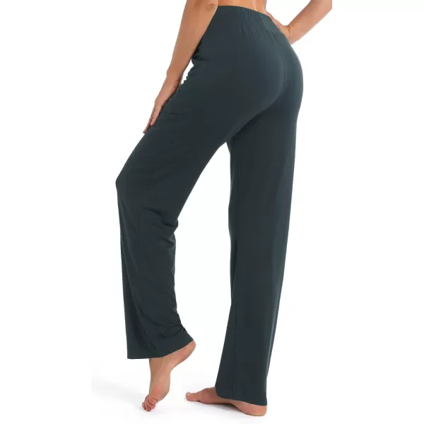 Urban CoCo Womens Straight Leg Long Pants Elastic High Waist Drawstring Casual Trousers with PocketsSlate