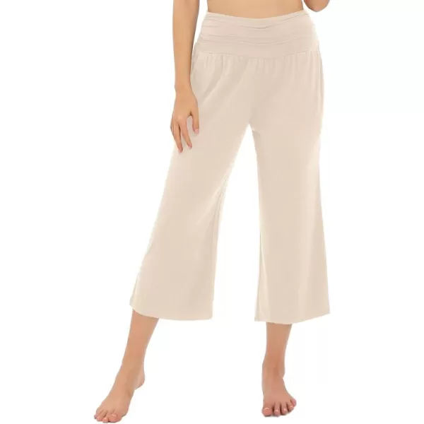 Urban CoCo Womens Comfy Yoga Capri Pants Casual Wide Leg Sweatpants High Waist Stretch Cropped PantsSliver Mink
