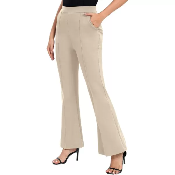 Urban CoCo Womens Flare Dress Pants with Pockets High Waist Slacks Pull On Work Casual PetiteRegularTall PantsCamel