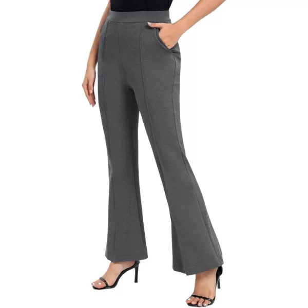 Urban CoCo Womens Flare Dress Pants with Pockets High Waist Slacks Pull On Work Casual PetiteRegularTall PantsDark Shadow