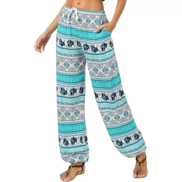 Urban CoCo Womens Floral Print Summer Boho Pants Harem Beach Vacation Pants13