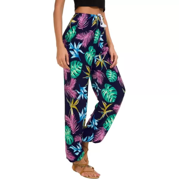 Urban CoCo Womens Floral Print Summer Boho Pants Harem Beach Vacation Pants16